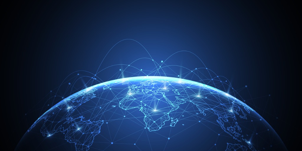 Gobe with lines connecting different places